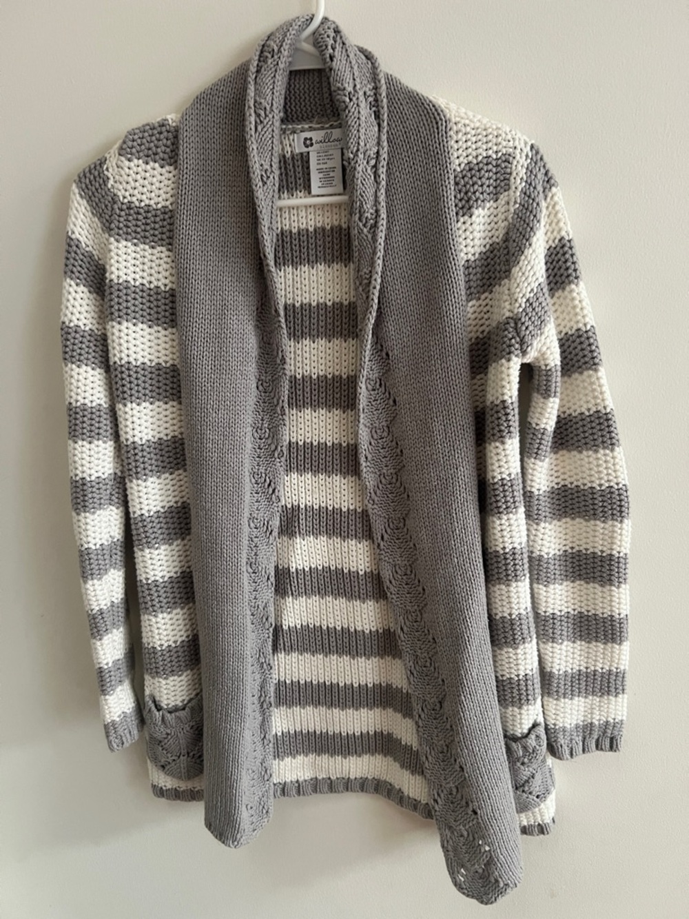 Willow Striped Open-Front Cardigan - Gray & Cream